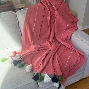 Opalhouse Target Coral Pink Tassel Throw Blanke Boho Striped Fringe Accent Sofa
